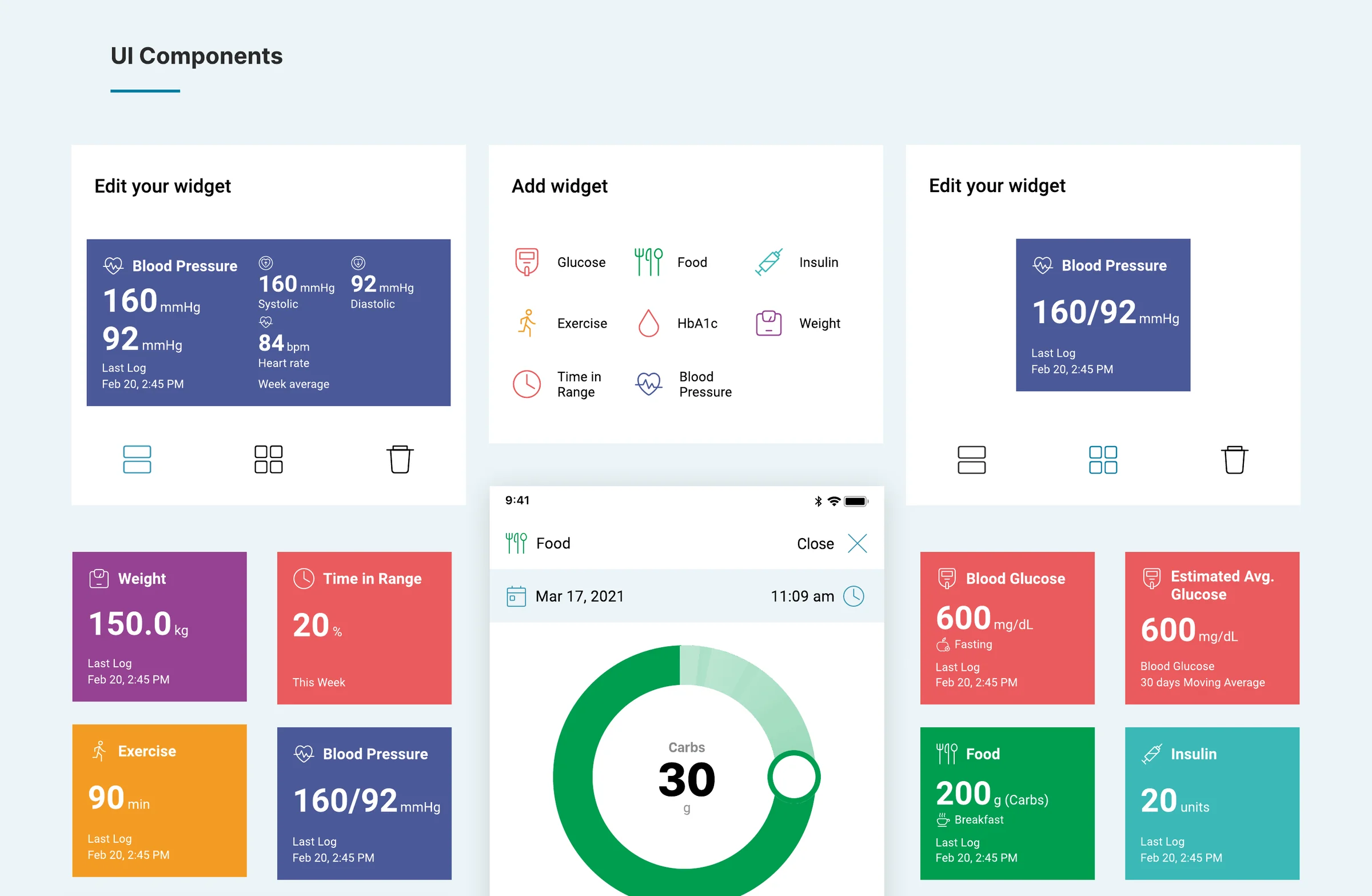 Componentes de UI: widgets de saúde